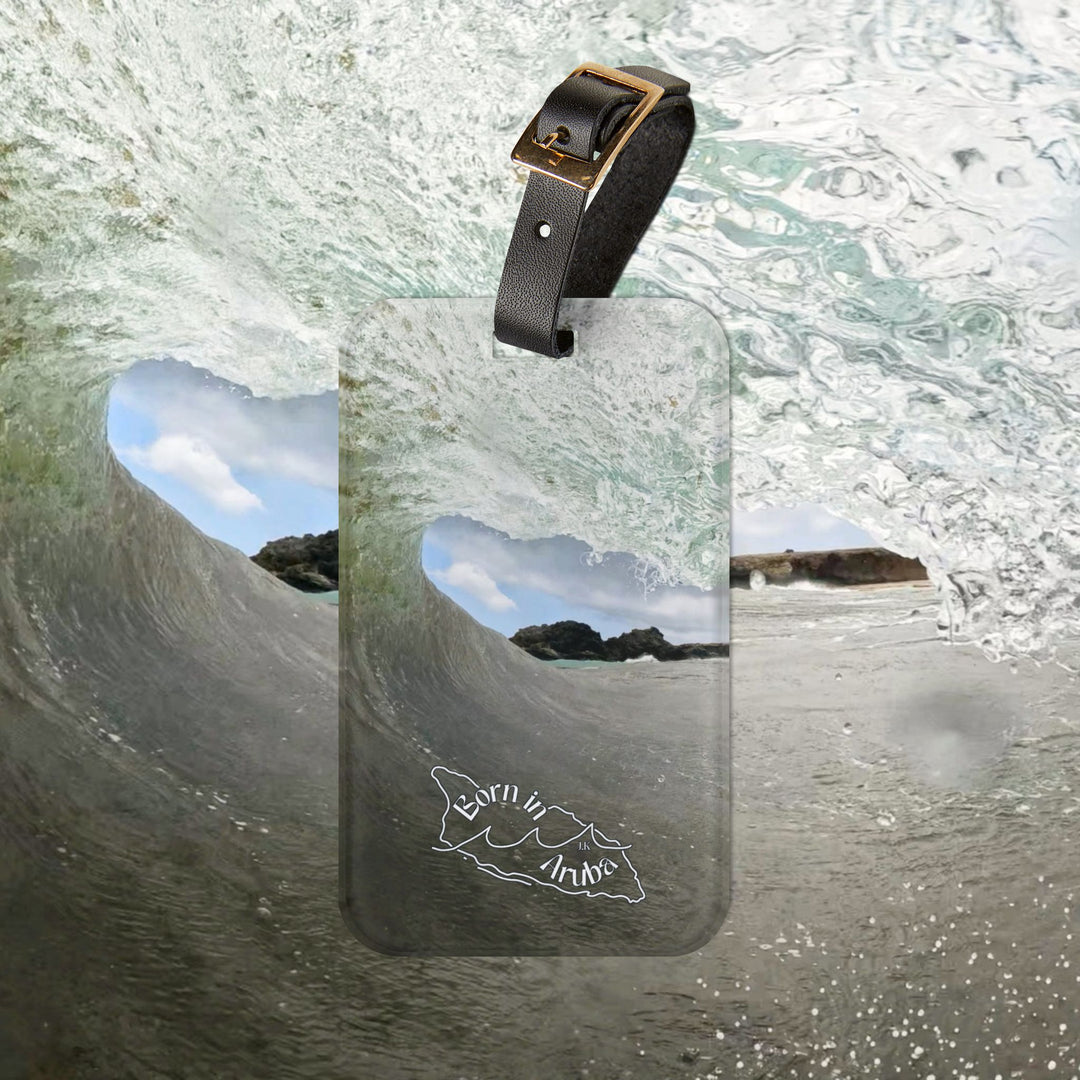 Wave Tunnel Photo Luggage Tag — 'Earth & Waves' Surf Travel ID