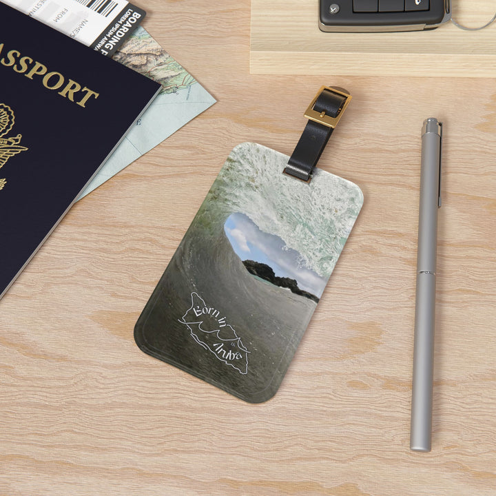 Wave Tunnel Photo Luggage Tag — 'Earth & Waves' Surf Travel ID