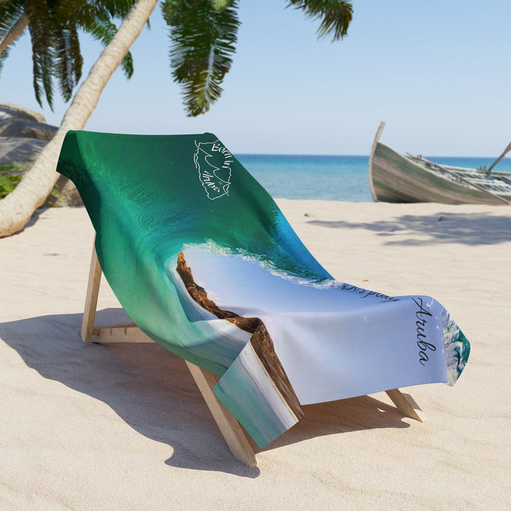 Born in Aruba ~ Dos Playa Emerald Barrel Beach Towel